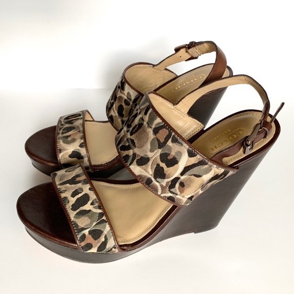COACH Jezebel ocelot-printed wedged sandal - Picture 3 of 9